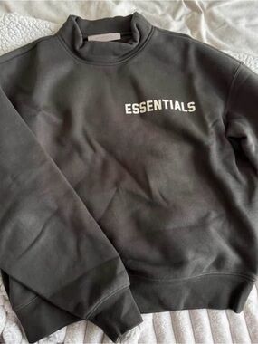 Fear of God ESSENTIALS Crewneck Sweatshirt in Black with White Logo